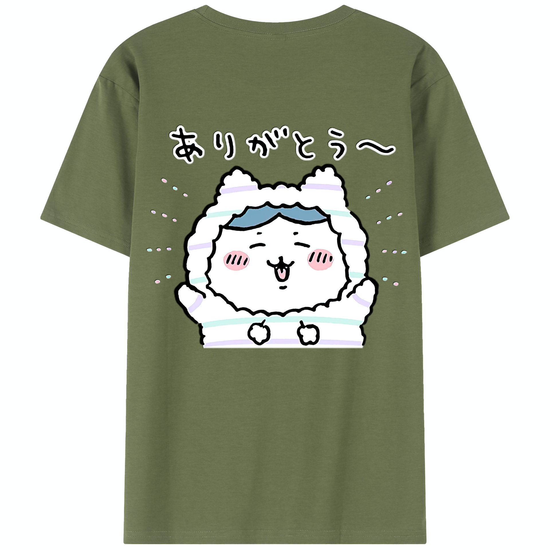 （画像用） ちいかわ ハチワレ Chii-kawa hachiware 綿100％半袖Tシャツ（背面プリント）